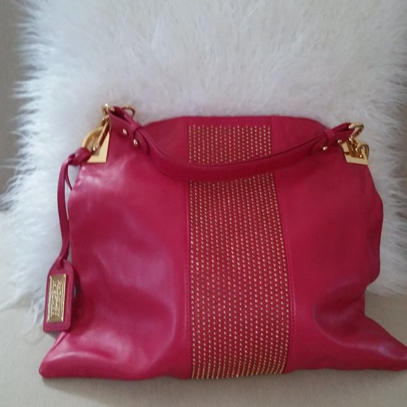 Badgley Mischka Handbags - Badgley Mischka soft leather pink gold studded tote NWOT